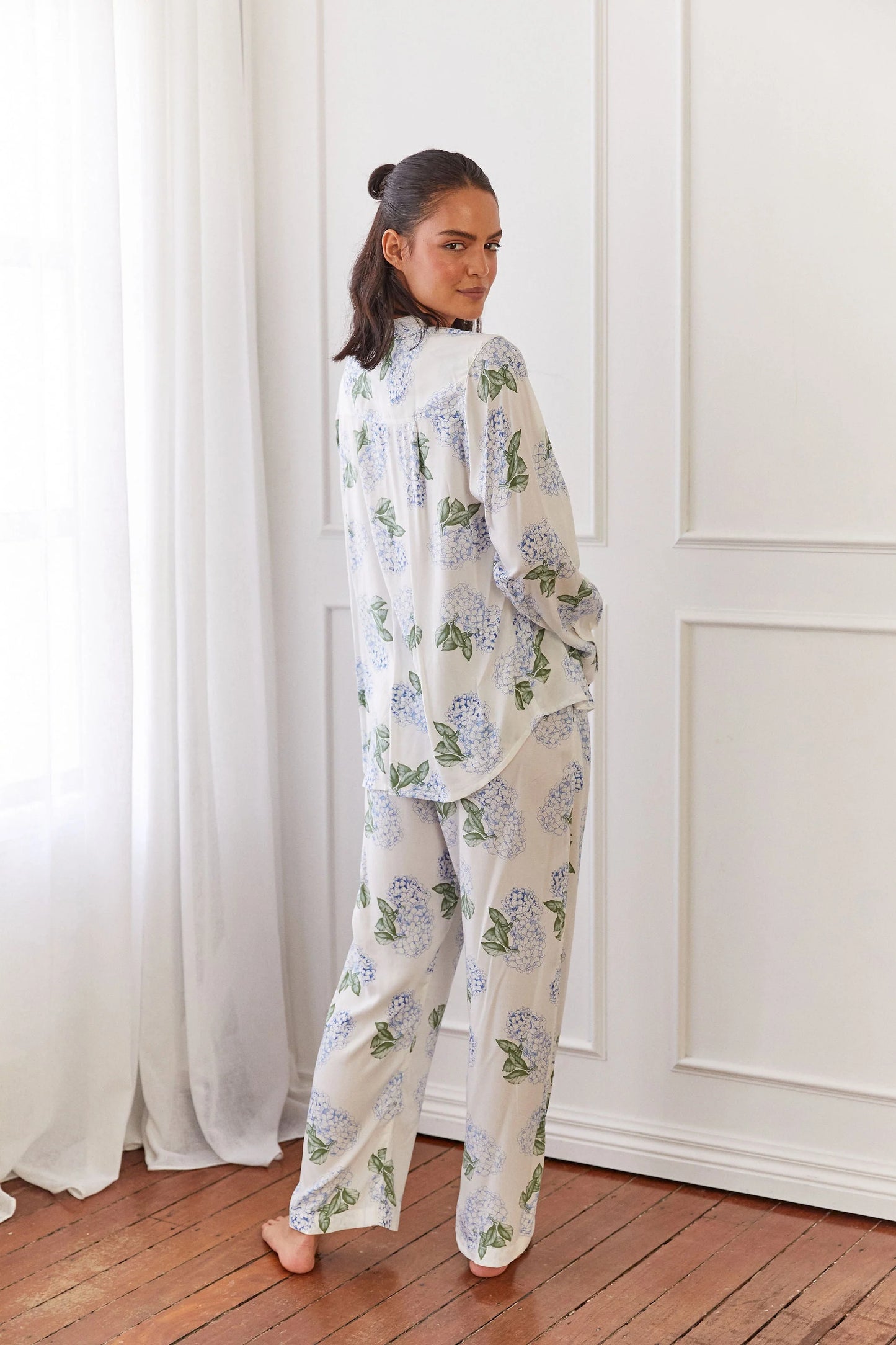 Maggie Pajama Set - Long - Hydrangea Blue