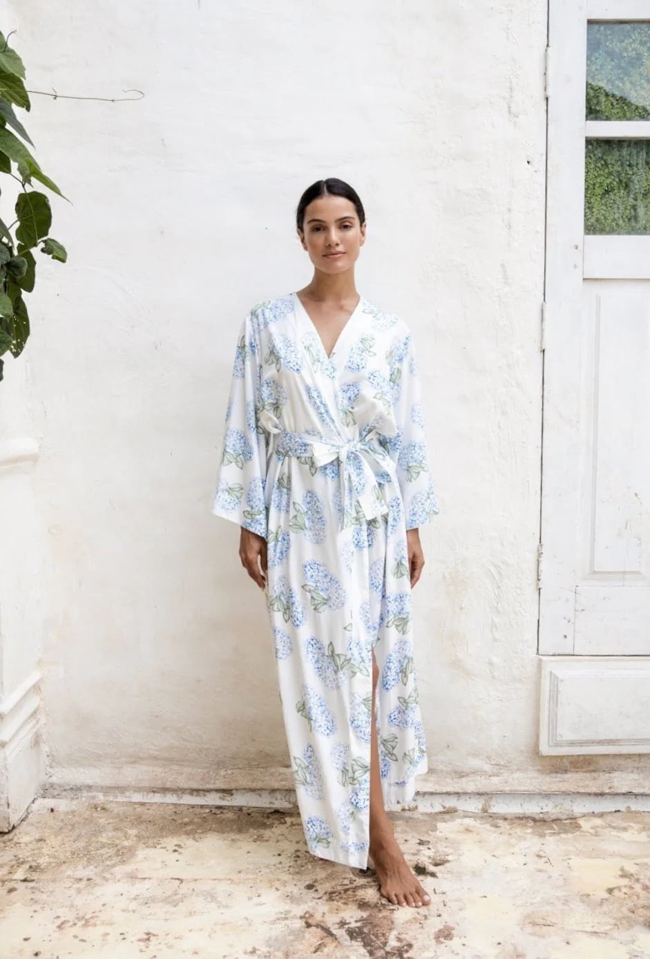 Alice Kimono Robe - Long - Hydrangea Blue