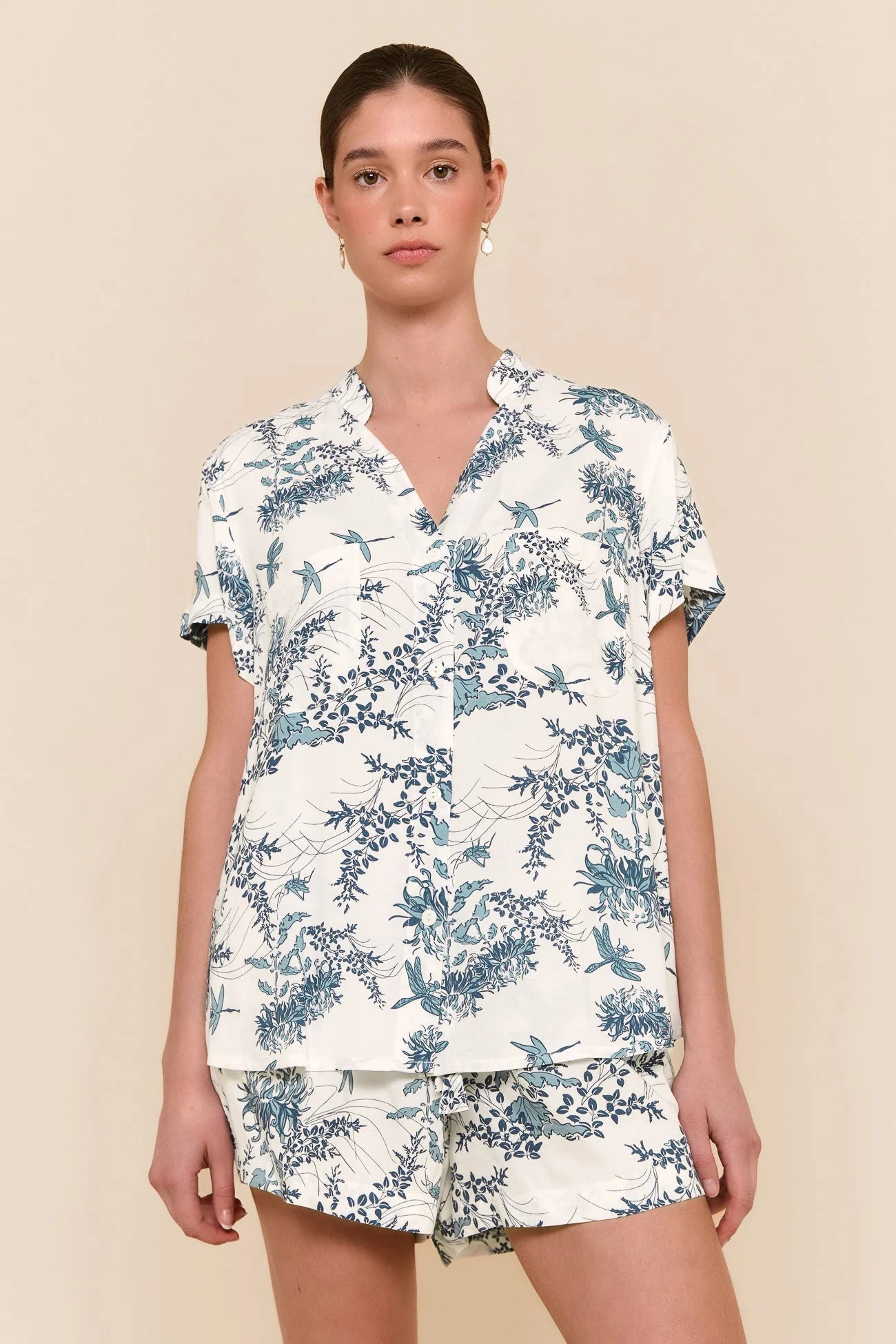 Maggie Pajama Set - Summer Toile - Aegean Blue