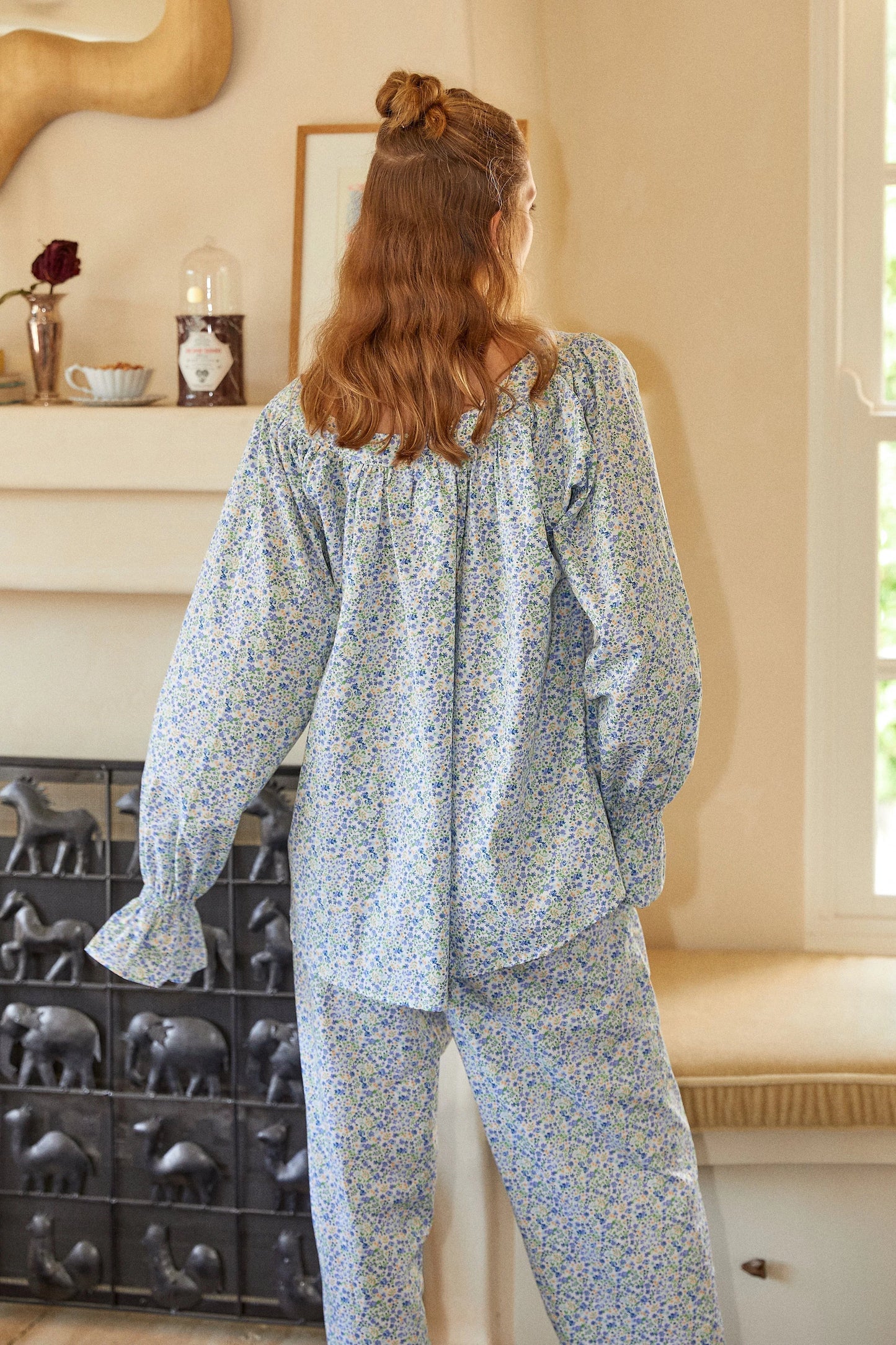 Florence Sleep Set - Long - Cotton - Floret Blue