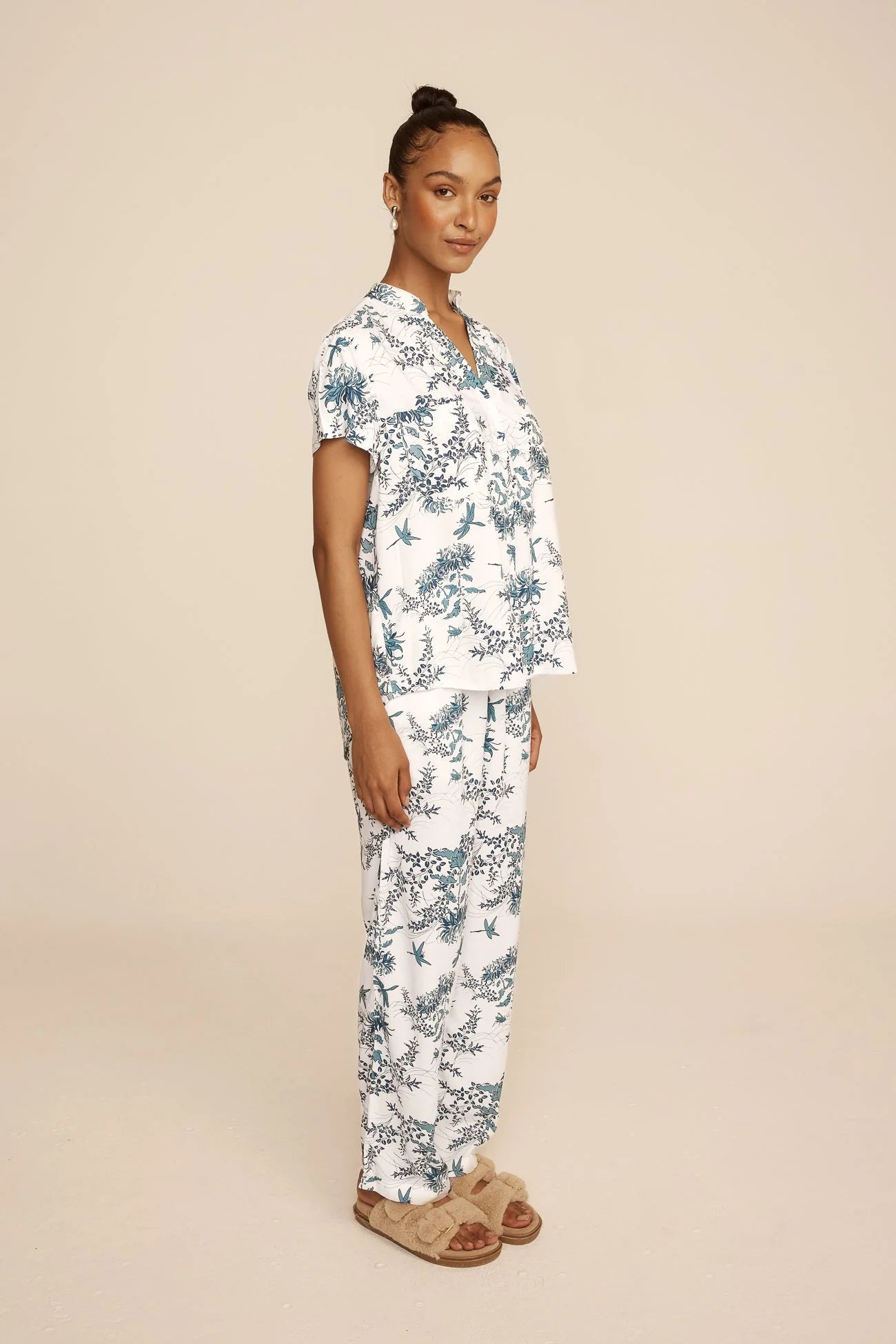 Maggie Pajama Set - Long Pants - Summer Toile - Aegean Blue