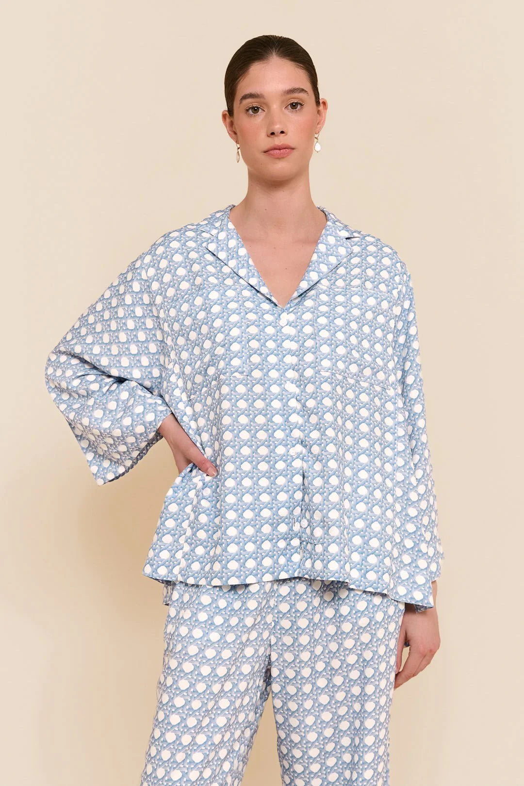 Peta Sleep Set - Long - Rattan - Cornflower Blue