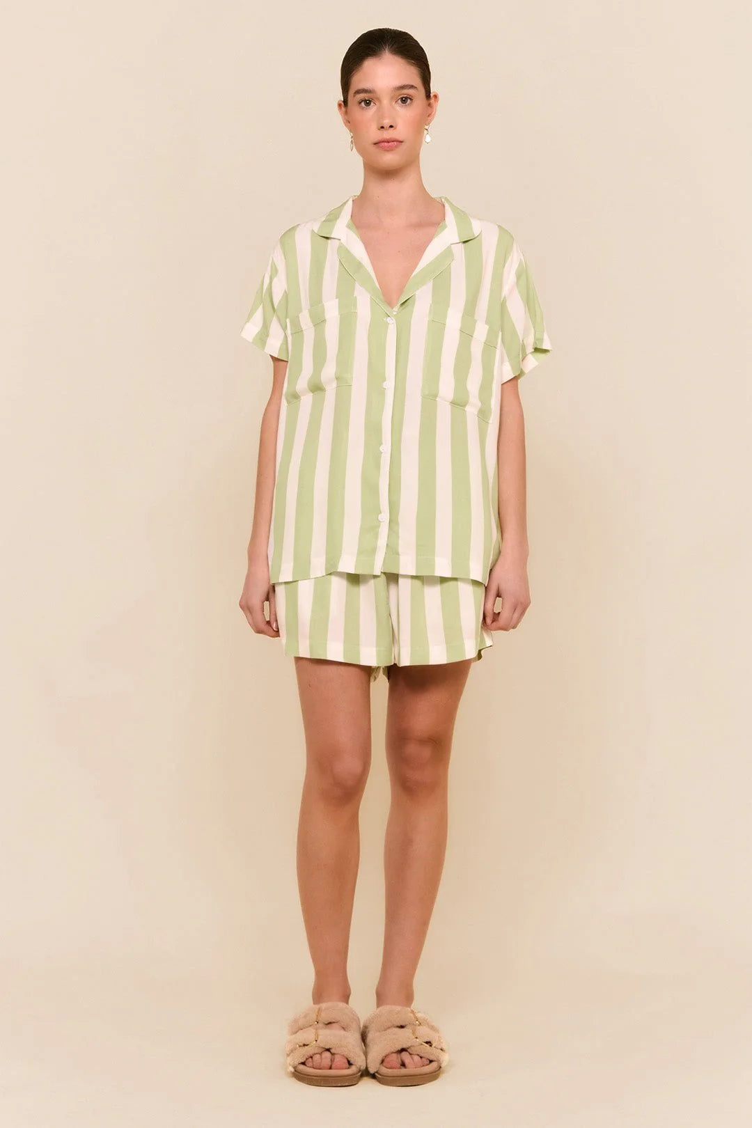 Abigail Sleep Set - Stripe - Margarita Green