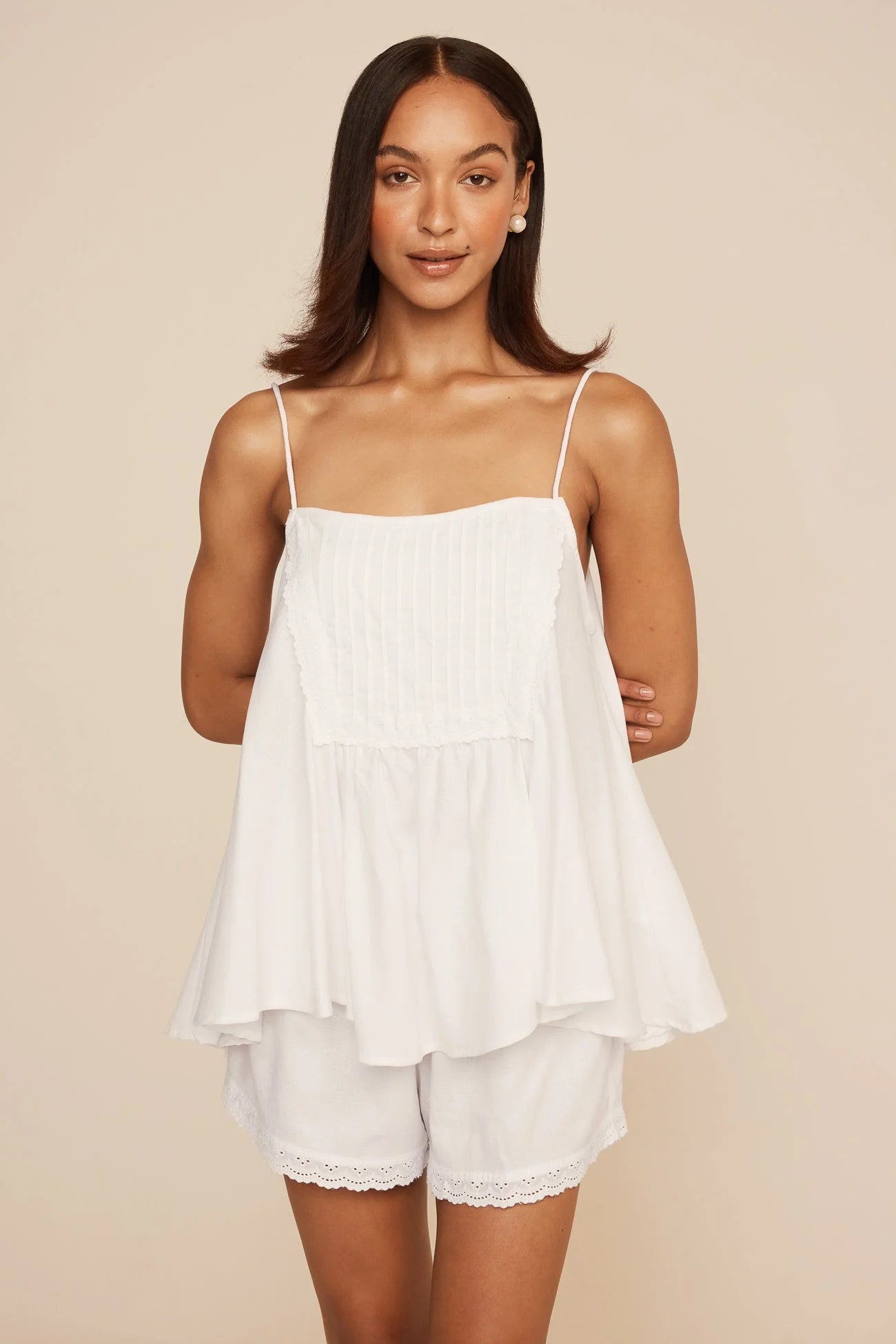 Lydia Set - Lyocell Linen - Coconut + Daisy Trim