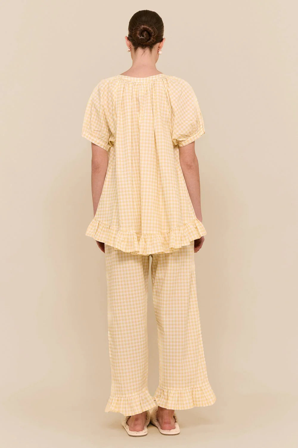 Sophie Sleep Set - Pants - Cotton - Gingham Yellow
