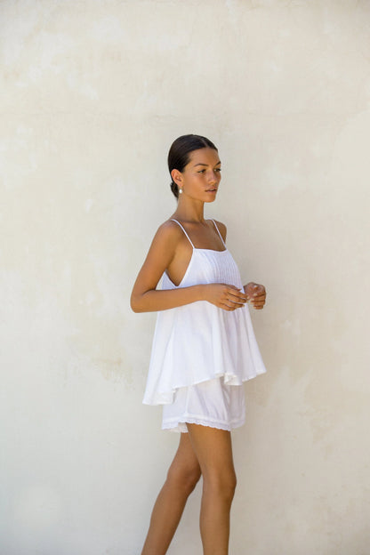 Lydia Set - Lyocell Linen - Coconut + Daisy Trim