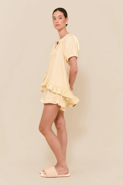 Sophie Sleep Set - Cotton - Gingham Yellow