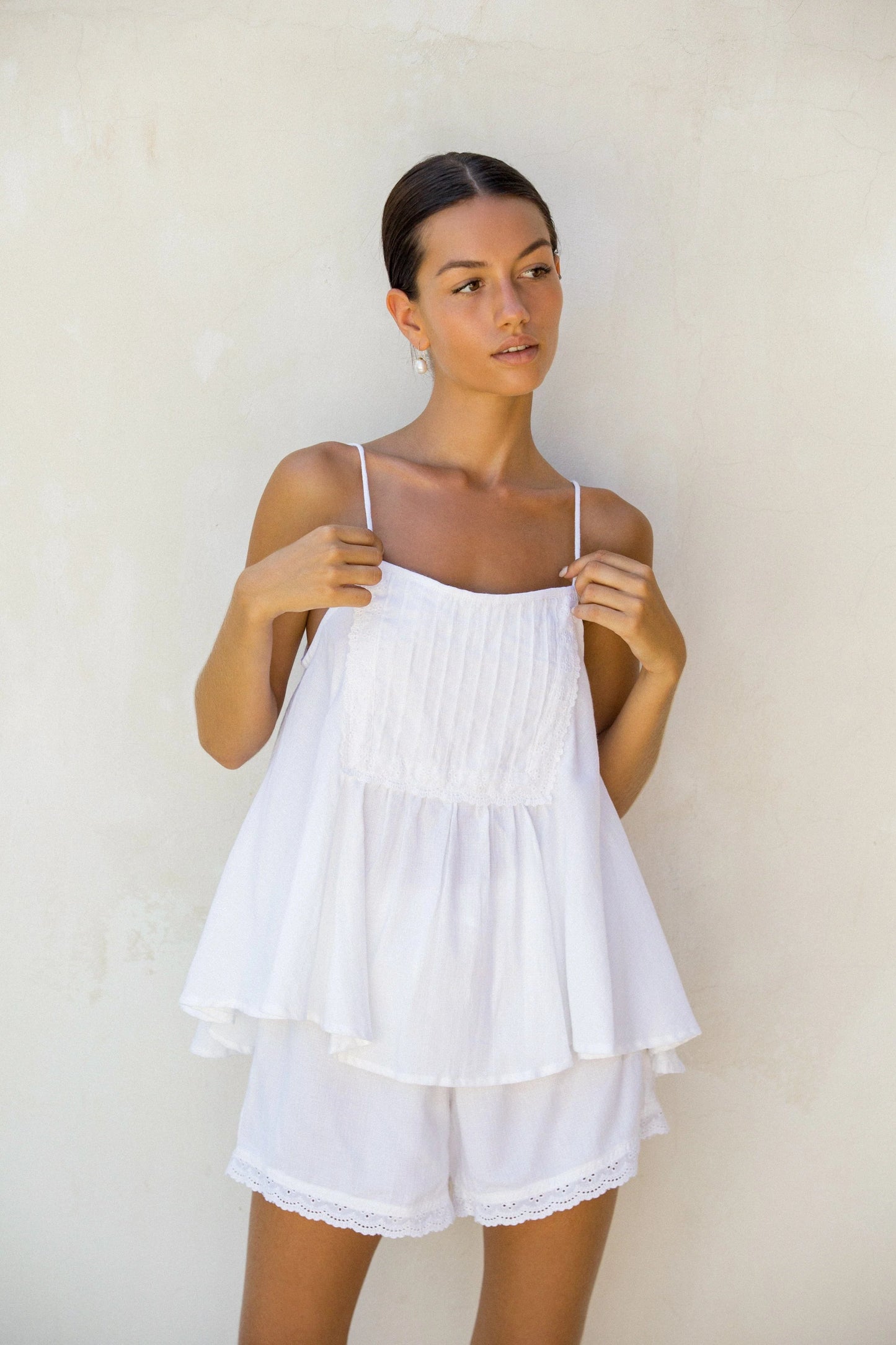 Lydia Set - Lyocell Linen - Coconut + Daisy Trim