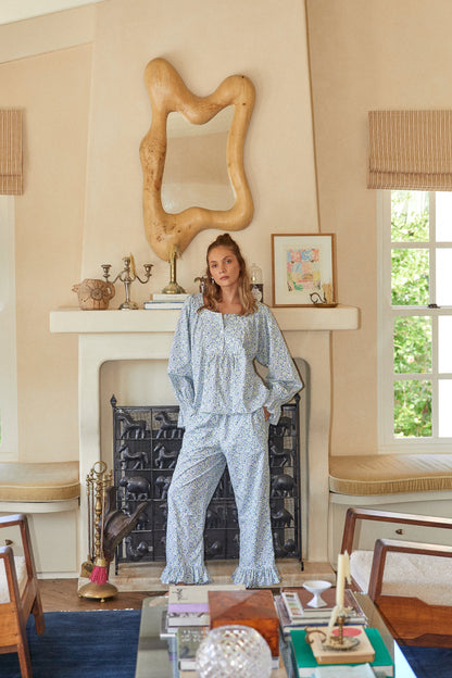 Florence Sleep Set - Long - Cotton - Floret Blue