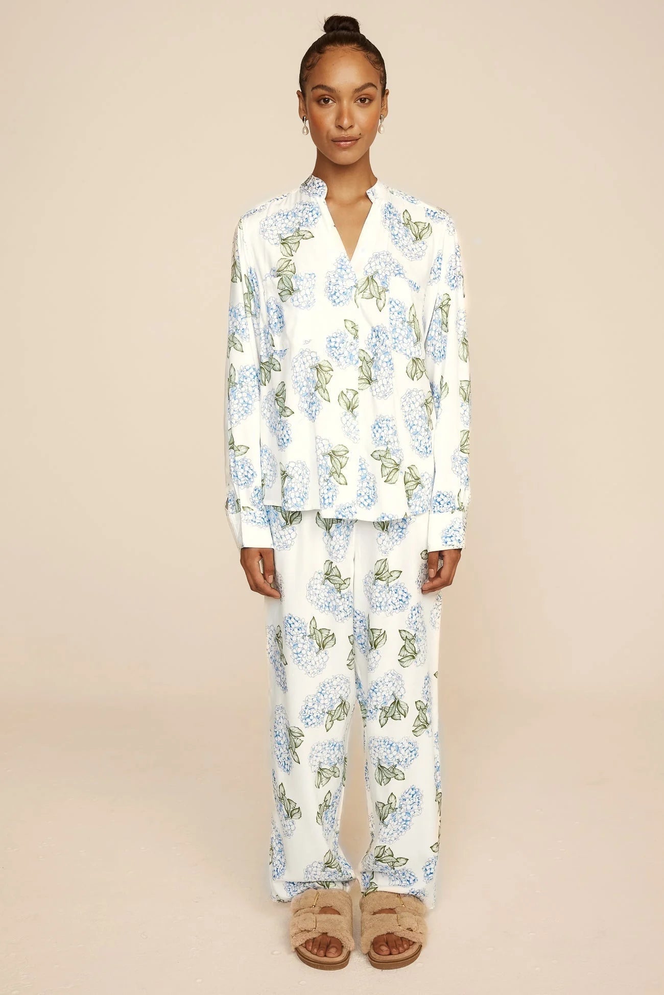 Maggie Pajama Set - Long - Hydrangea Blue