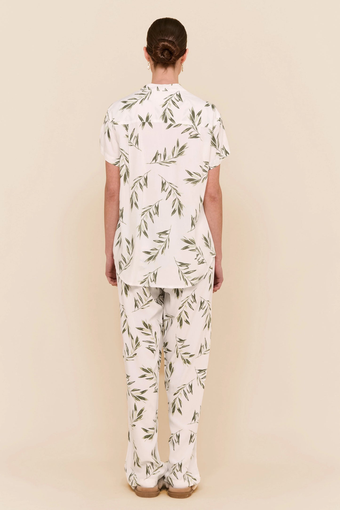 Maggie Pajama Set - Long Pants - Olive Leaf