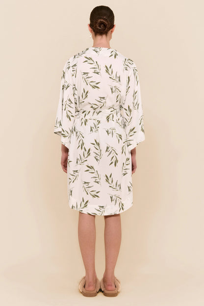 Short Kimono Robe - Olive Leaf