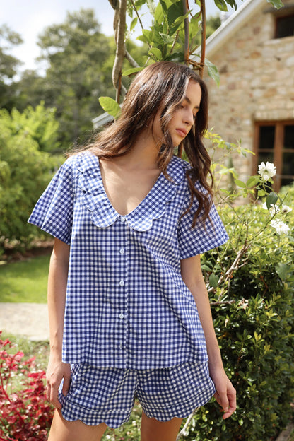 Penelope Sleep Set - Gingham - Navy