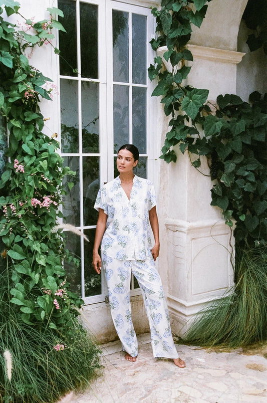 Maggie Pajama Set - Long Pants - Hydrangea Blue