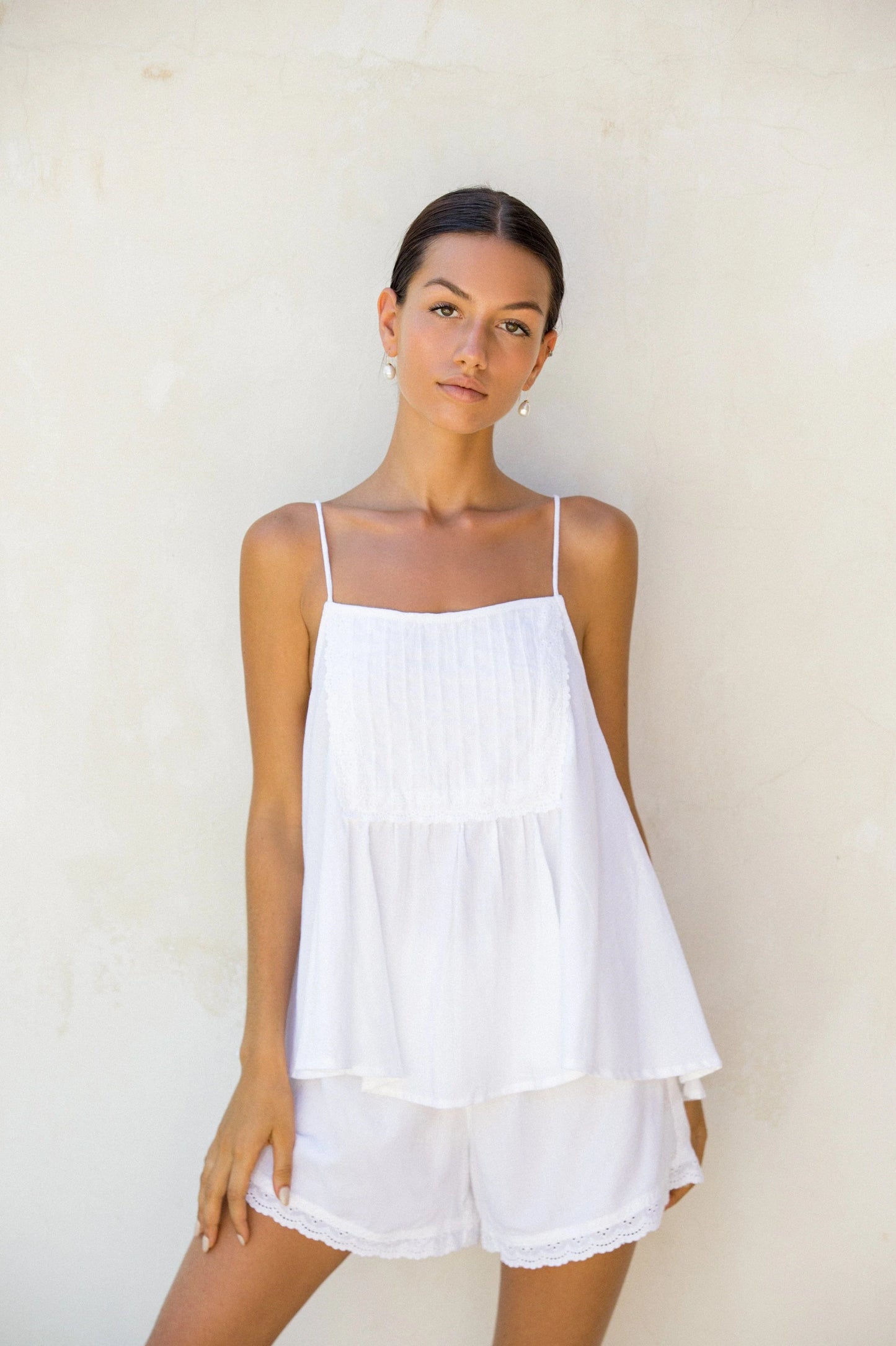 Lydia Set - Lyocell Linen - Coconut + Daisy Trim