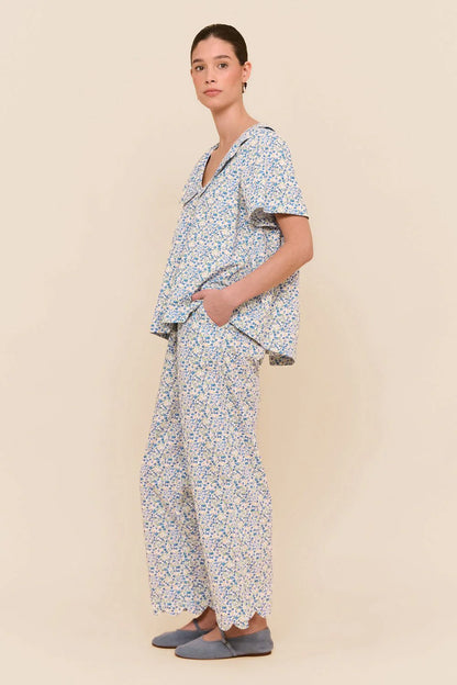 Penelope Sleep Set - Pants - Cotton - Floret Blue
