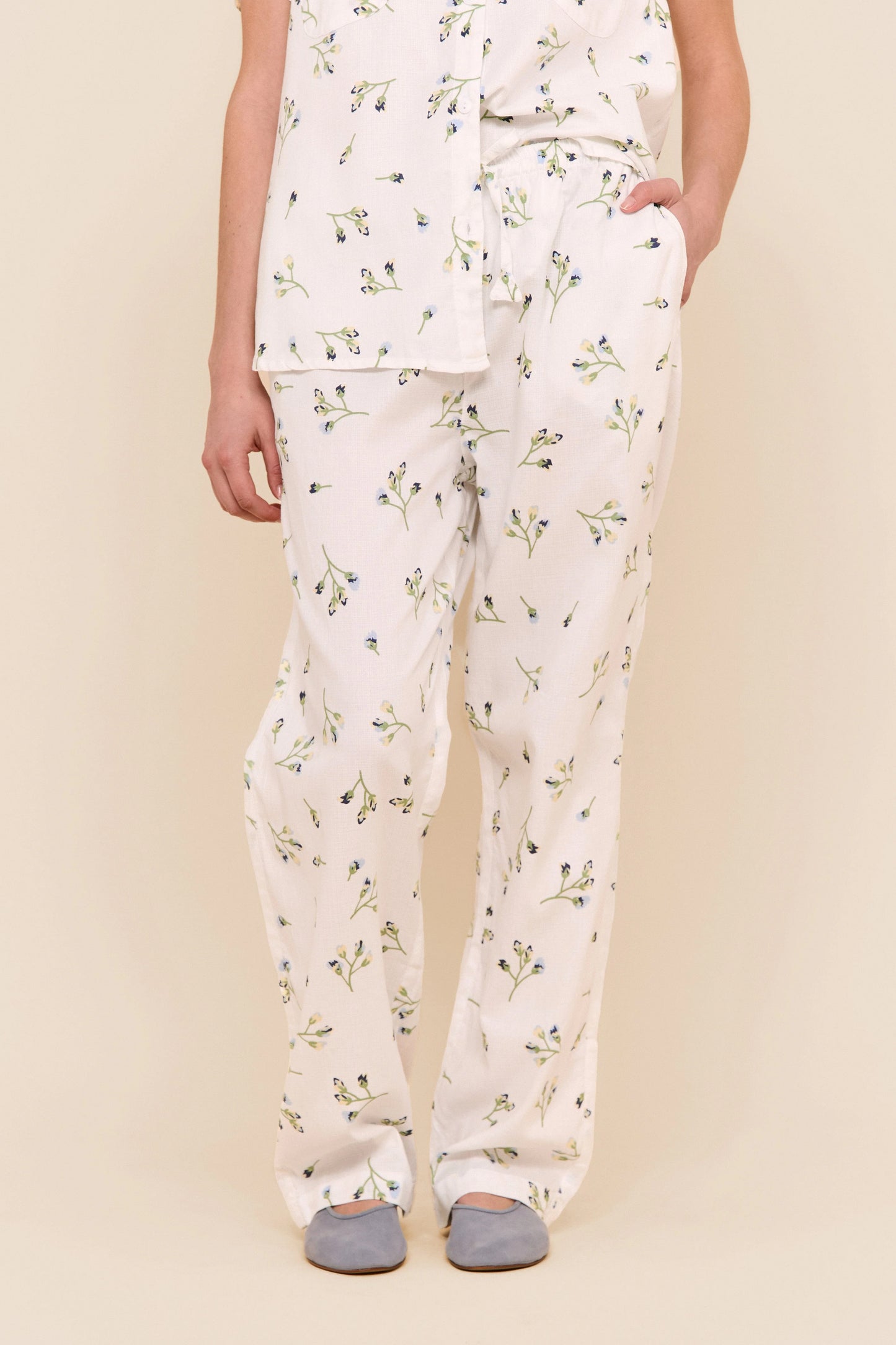 Maggie Pajama Set - Long Pants - Lyocell Linen - Bluebell