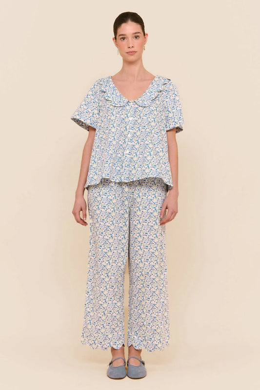 Penelope Sleep Set - Pants - Cotton - Floret Blue