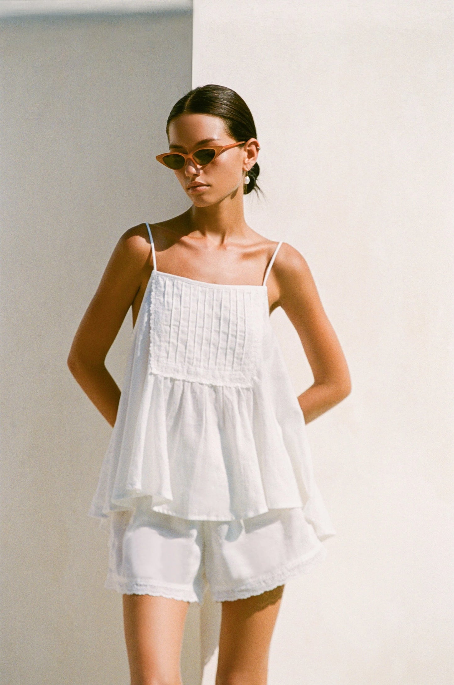 Lydia Set - Lyocell Linen - Coconut + Daisy Trim