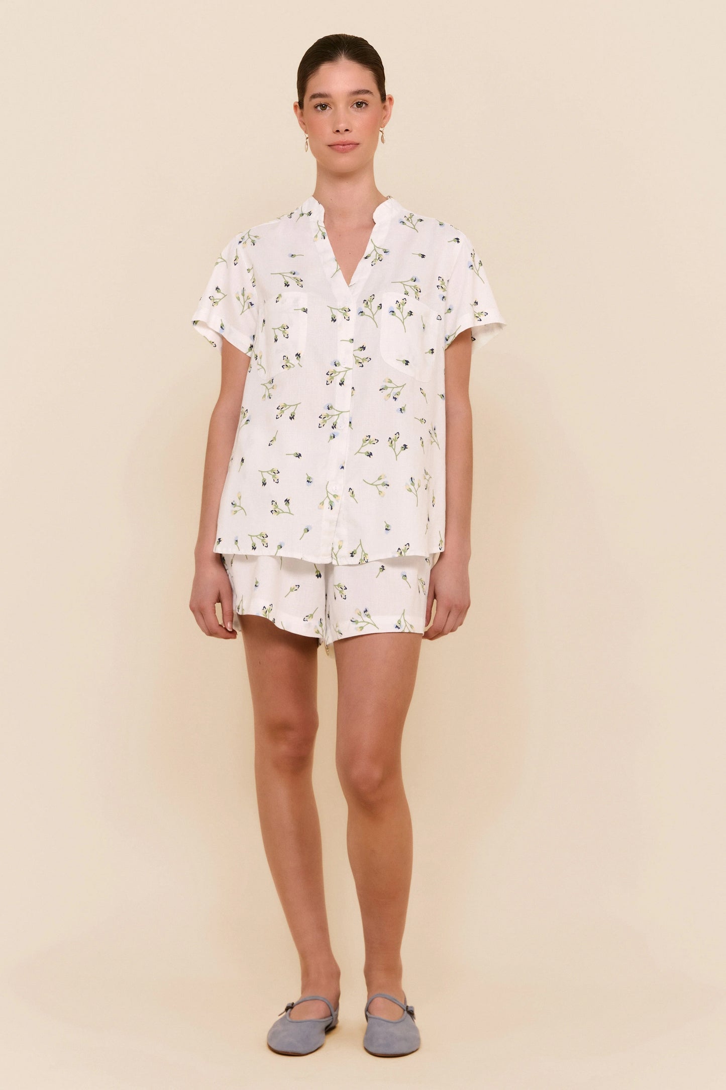 Maggie Pajama Set - Lyocell Linen - Bluebell