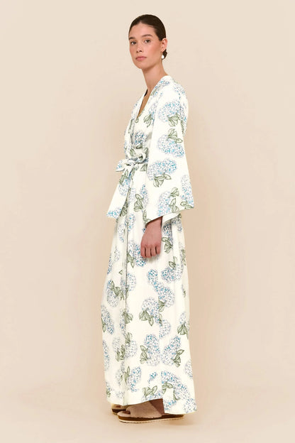 Alice Kimono Robe - Long - Hydrangea Blue