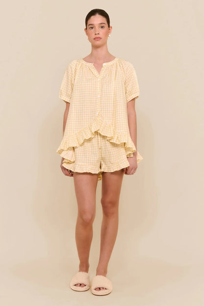 Sophie Sleep Set - Cotton - Gingham Yellow