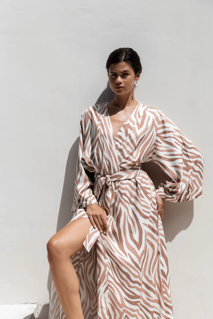 Alice Kimono - Long - ECOVERO™ - Zebra