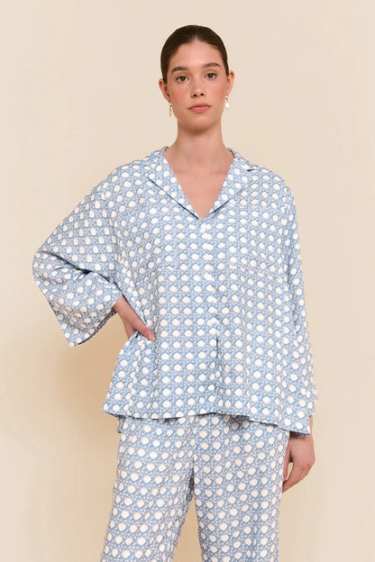 Peta Sleep Set - Long - Rattan - Cornflower Blue