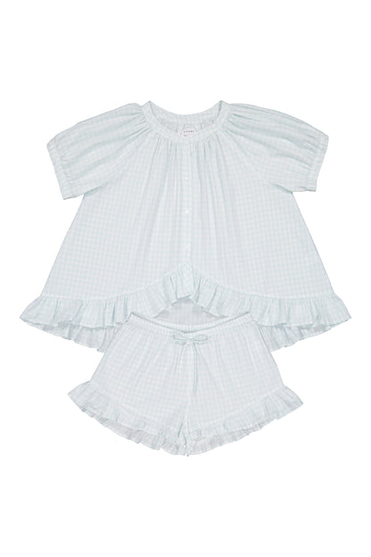 Sophie Sleep Set - Cotton - Gingham Pale Blue