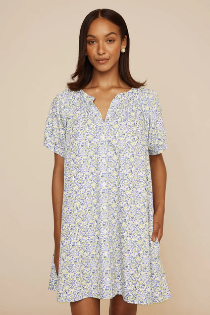 Libby Lounge Dress - Cotton - Floret Blue