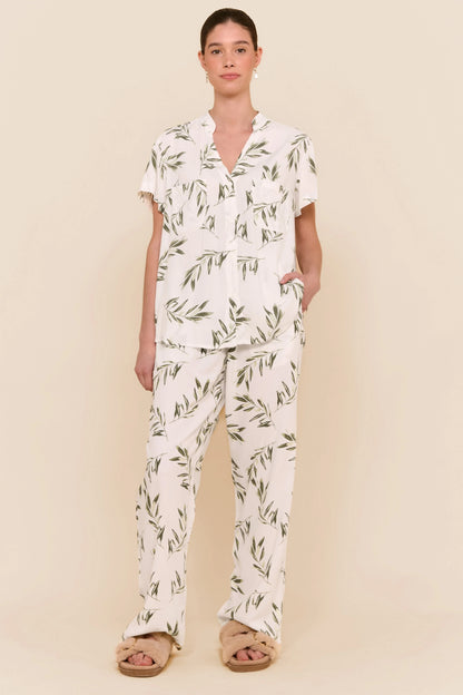 Maggie Pajama Set - Long Pants - Olive Leaf