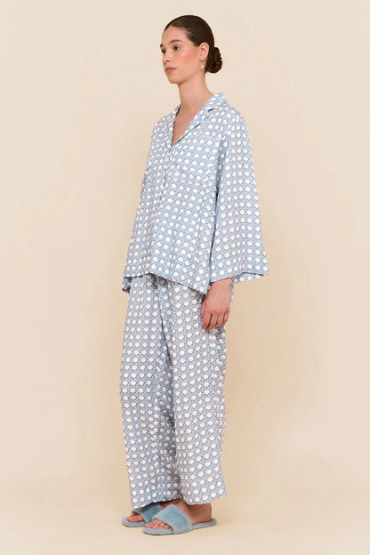 Peta Sleep Set - Long - Rattan - Cornflower Blue