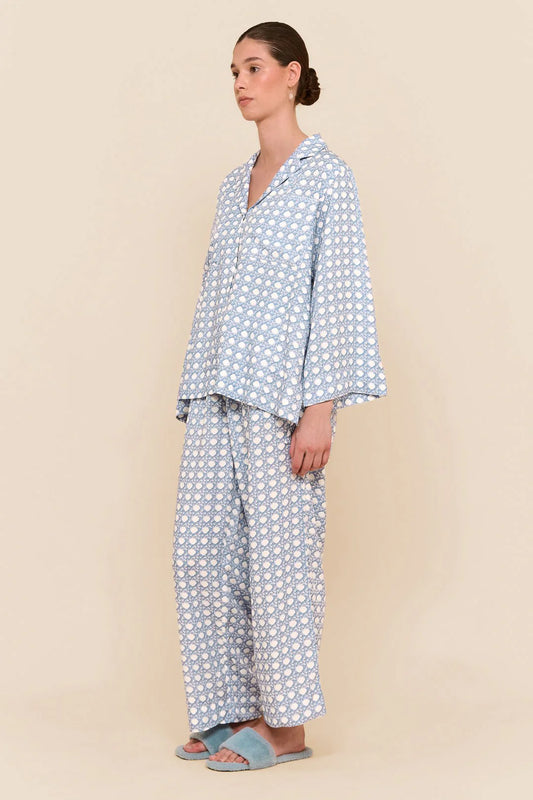 Peta Sleep Set - Long - Rattan - Cornflower Blue