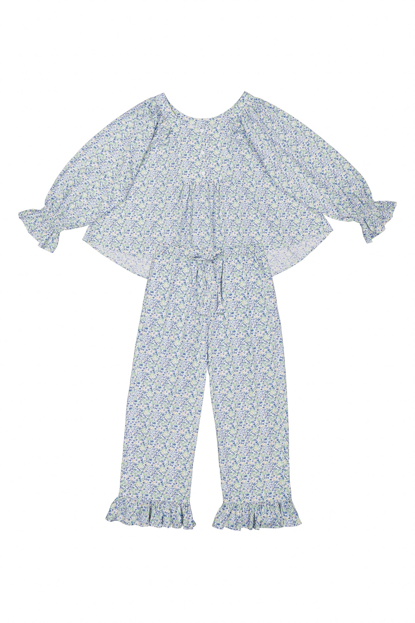 Florence Sleep Set - Long - Cotton - Floret Blue