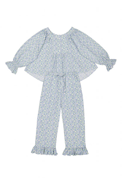Florence Sleep Set - Long - Cotton - Floret Blue