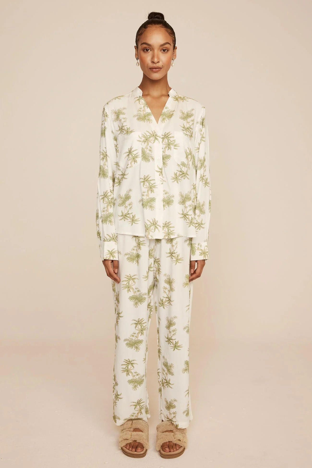 Maggie Pyjama Set - Long - Vintage Palm - Olive