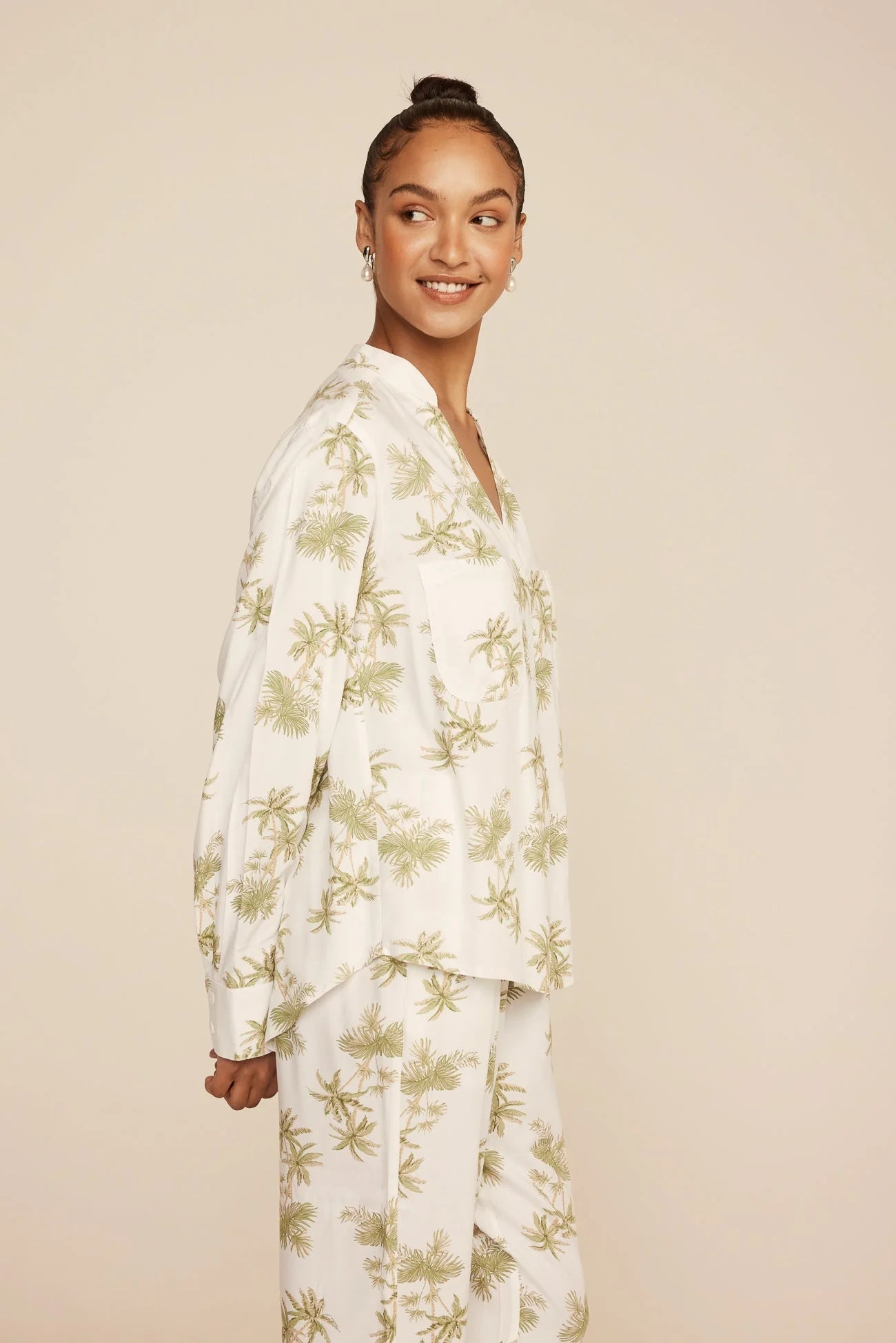 Maggie Pyjama Set - Long - Vintage Palm - Olive