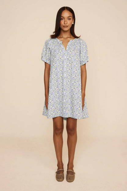 Libby Lounge Dress - Cotton - Floret Blue