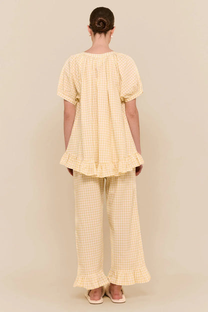 Sophie Sleep Set - Pants - Cotton - Gingham Yellow